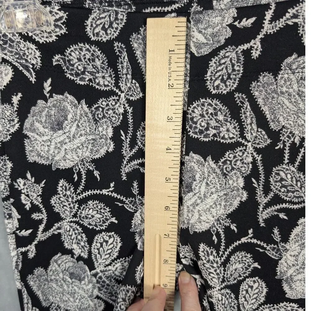 Bethany Mota Leggings Womens XS Black White Floral High Waist Stretch Skinny Fit